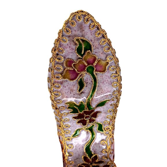 Enameled Cloisonne Style Vintage Shoe Ornament Purple - Picture 4 of 12